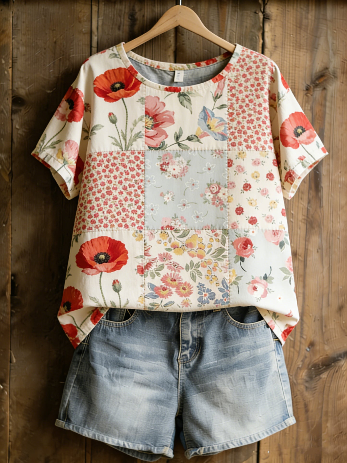 Women's American Patriotic Commemorative Art Print Short-Sleeve T-Shirt