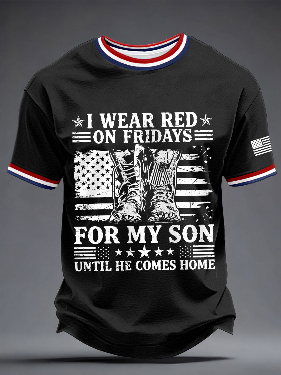 Men's 'I wear red on Friday for my son until they come home' T-shirts