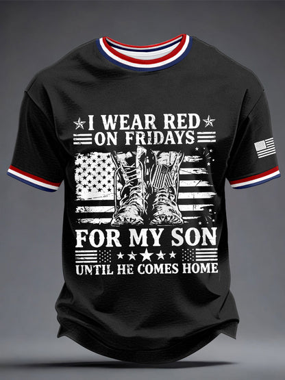 Men's 'I wear red on Friday for my son until they come home' T-shirts