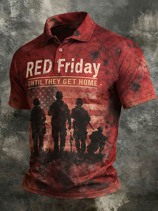 Men's Red Friday Print Casual Top