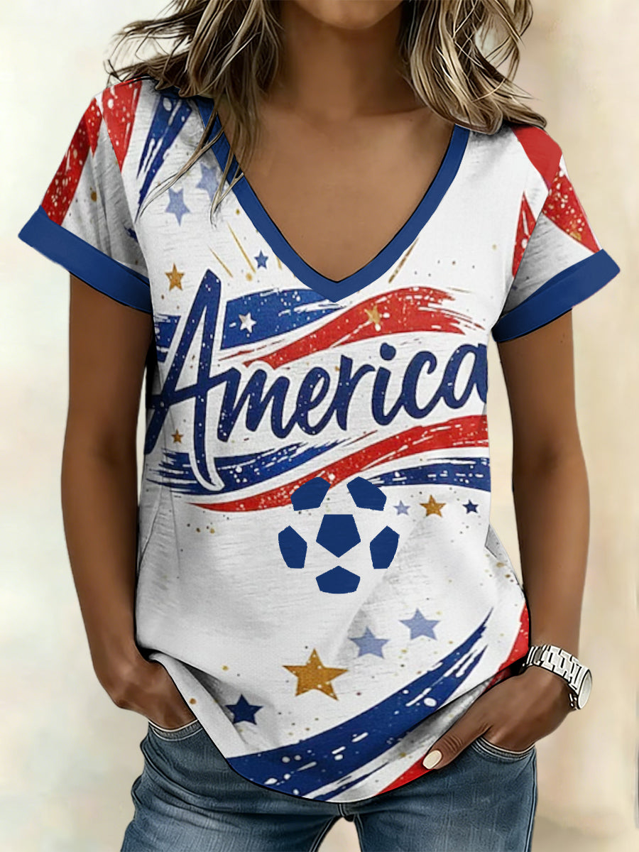 Women's USA Football Lover Printed T-shirt