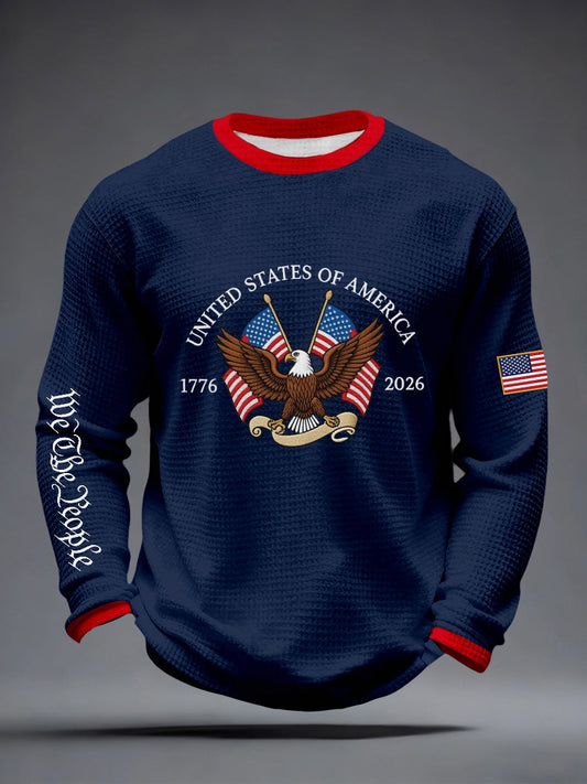 Men's America 1776-2026 Print Waffle Long-Sleeve T-Shirt