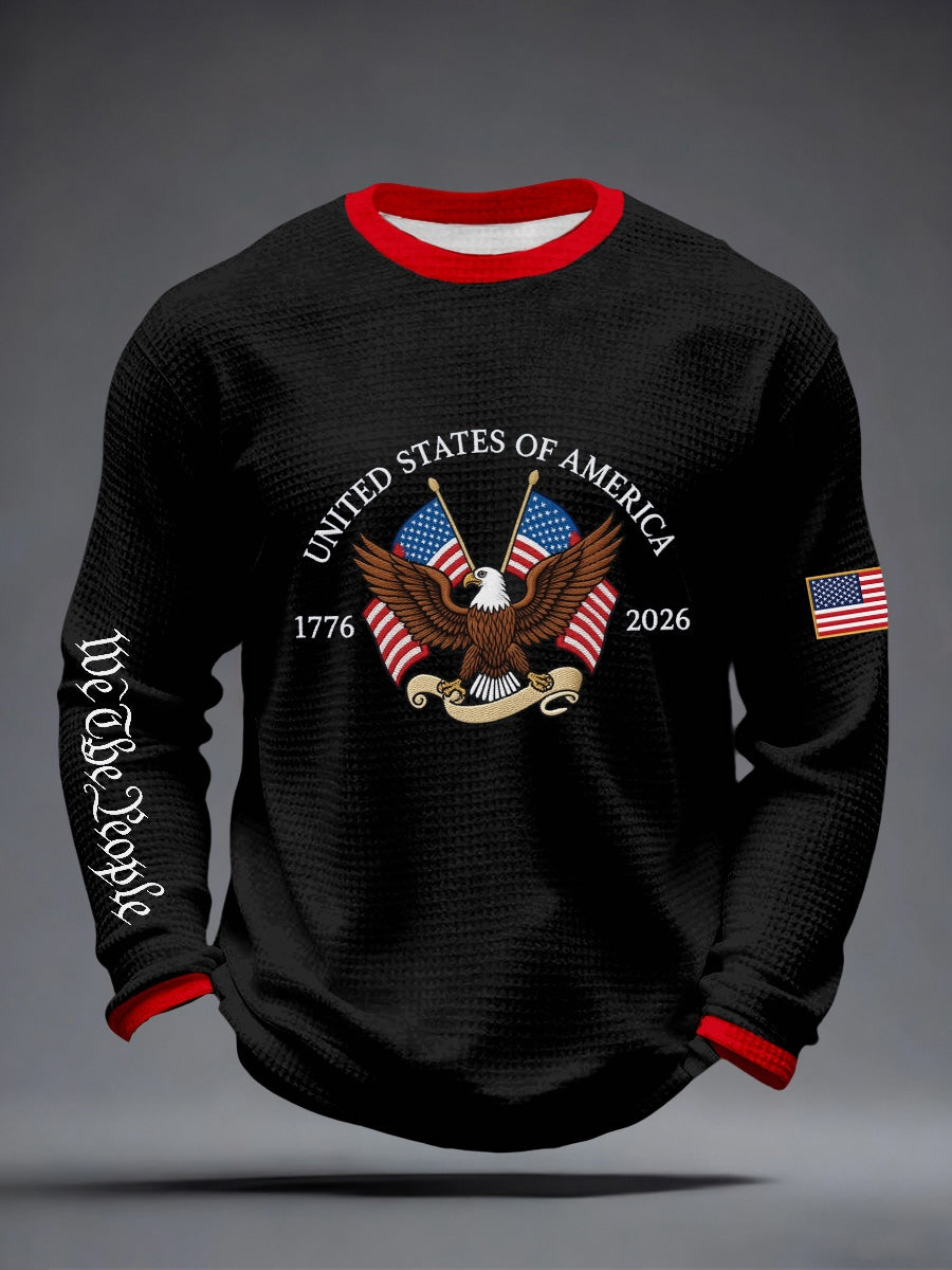Men's America 1776-2026 Print Waffle Long-Sleeve T-Shirt