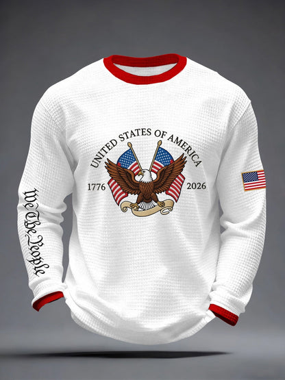 Men's America 1776-2026 Print Waffle Long-Sleeve T-Shirt