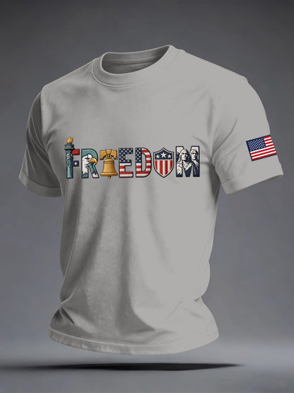Men's Freedom Embroidery Pattern T-Shirt