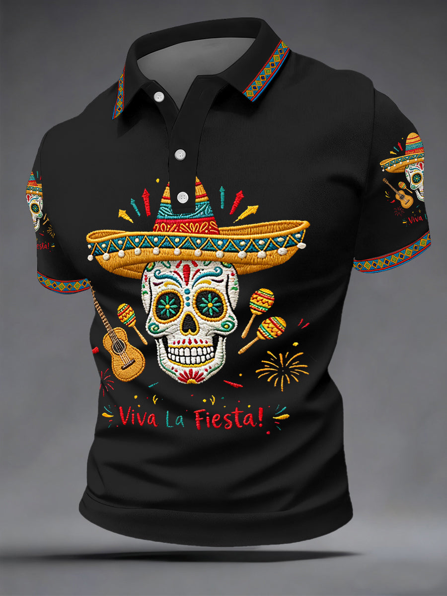 Men's Cinco De Mayo Viva La Fiesta! Print Casual Polo