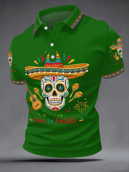 Men's Cinco De Mayo Viva La Fiesta! Print Casual Polo