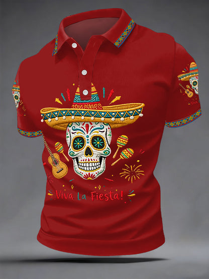 Men's Cinco De Mayo Viva La Fiesta! Print Casual Polo