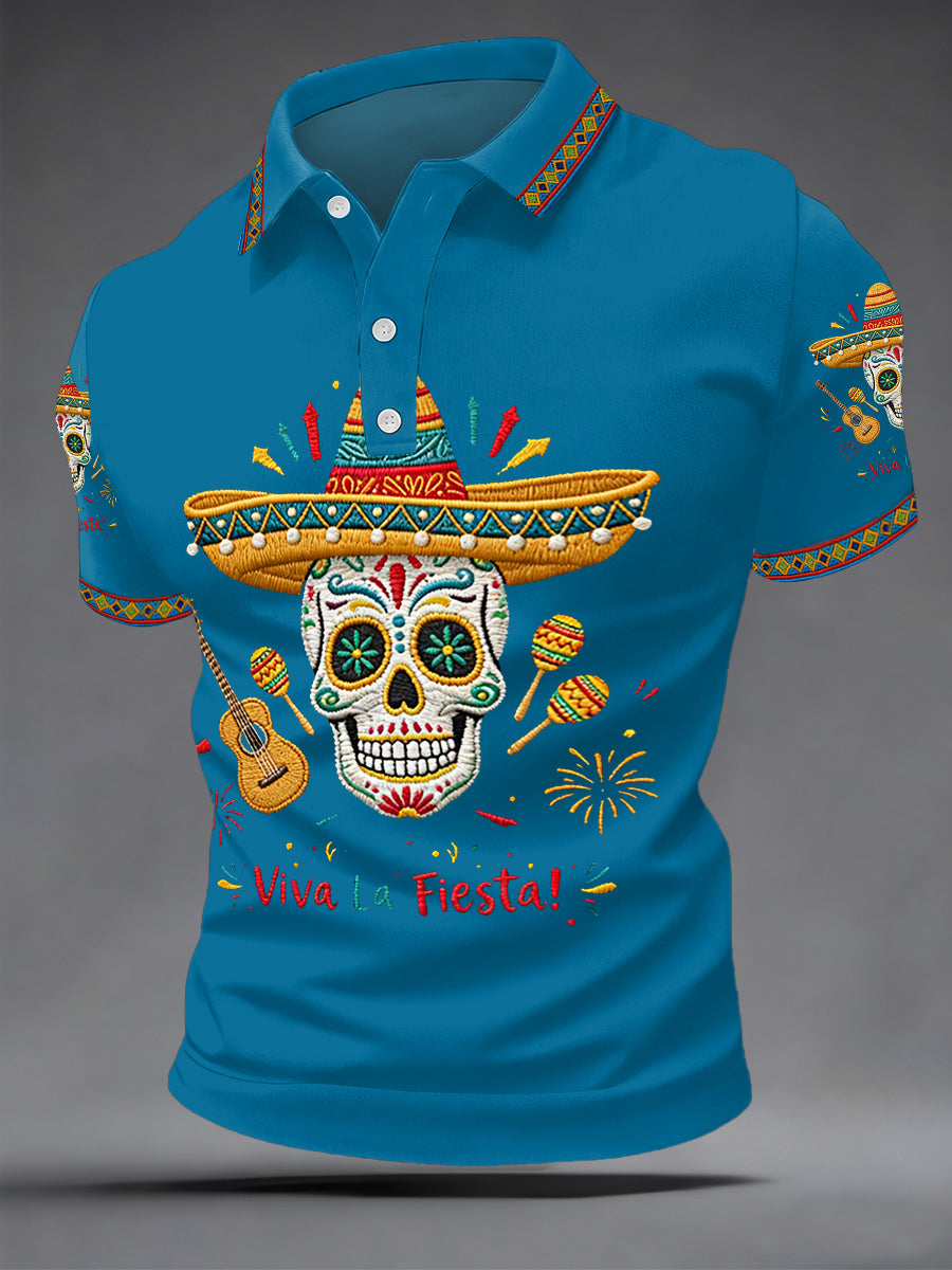 Men's Cinco De Mayo Viva La Fiesta! Print Casual Polo