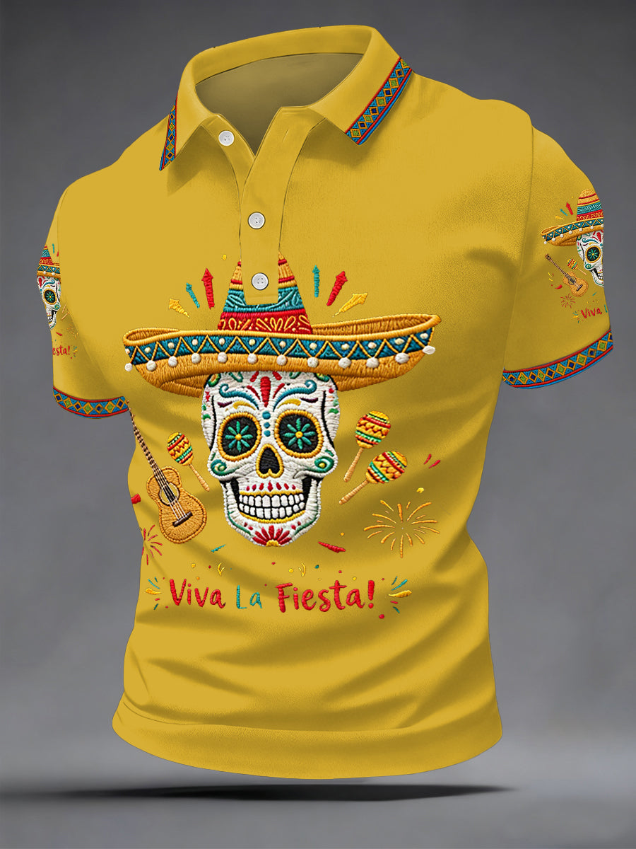 Men's Cinco De Mayo Viva La Fiesta! Print Casual Polo
