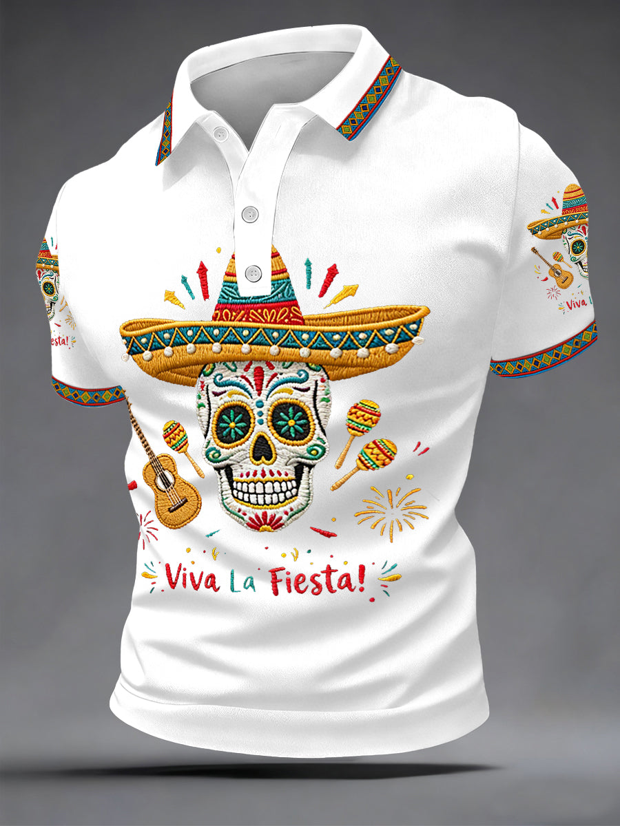 Men's Cinco De Mayo Viva La Fiesta! Print Casual Polo