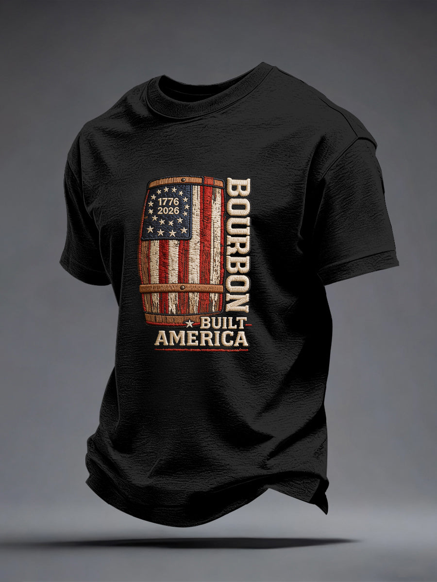 Men's America Inspired Embroidered Pattern T-Shirt