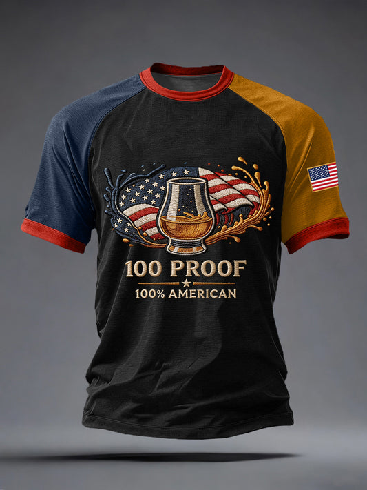 Men's USA Inspired Embroidered Pattern T-Shirt