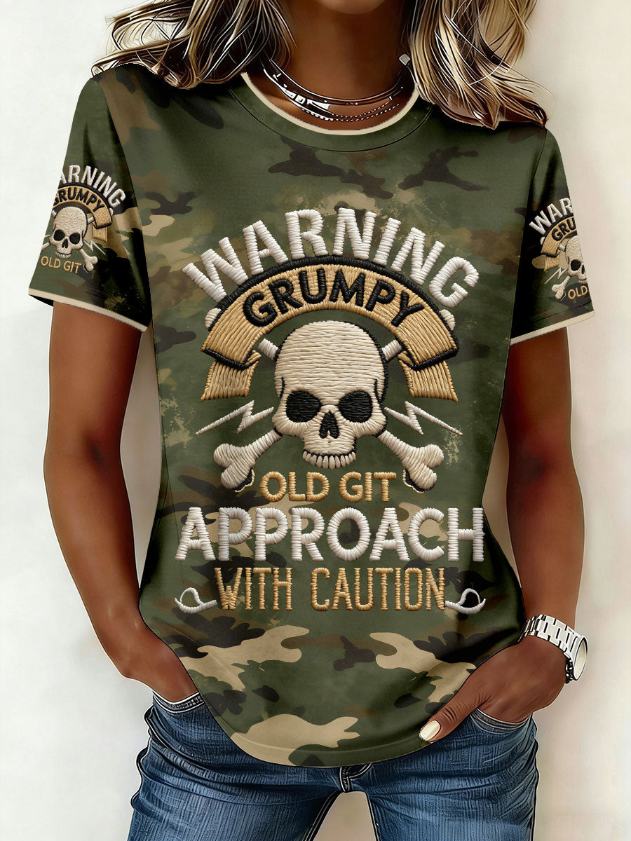 Women's 'warning grumpy old git approach with caution' T-shirts
