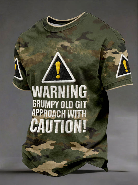 Men's 'warning grumpy old git approach with caution' T-shirts