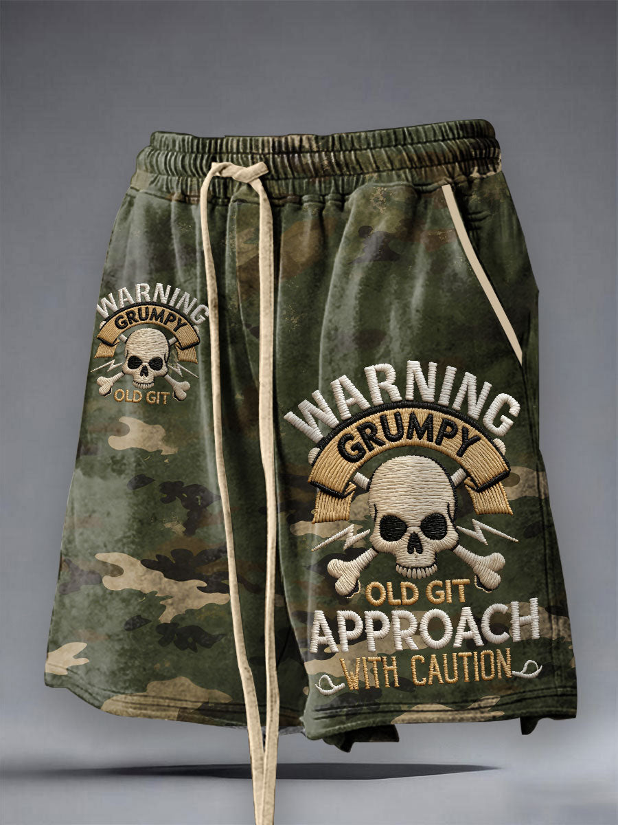 Men's 'warning grumpy old git approach with caution' shorts