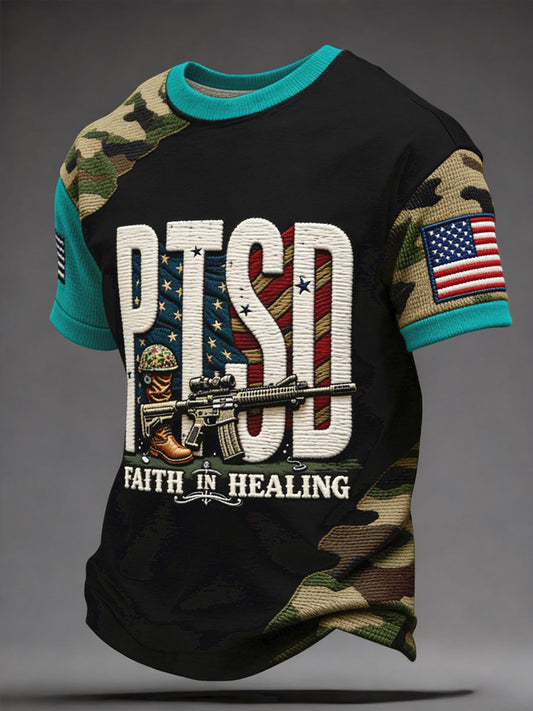 Men's PTSD Awareness Veteran Printed T-shirt