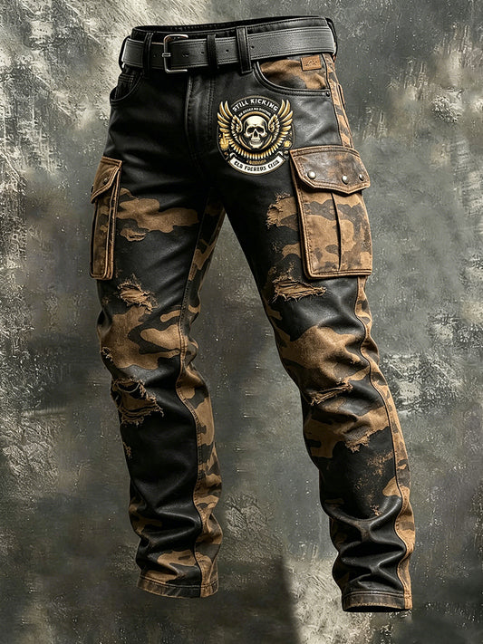 Men's Retro Vacation Business Old Fuckers Club Art Print Casual Workwear Trousers
