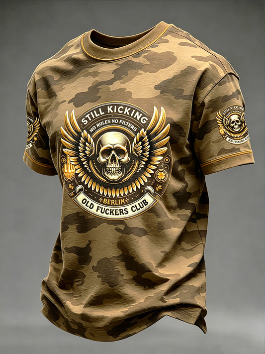 Old Fuckers Club Printed Vintage Fashion Loose Short Sleeve T-Shirt
