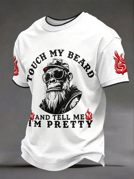 Men's 'Touch My Beard And Tell Me I'm Pretty' Monkey T-Shirts