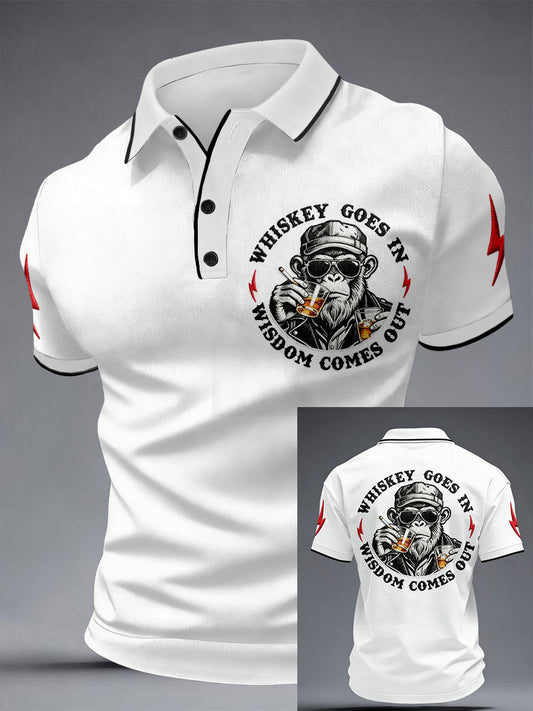 Men's 'Whiskey Goes In Wisdom Comes Out' Monkey Tops
