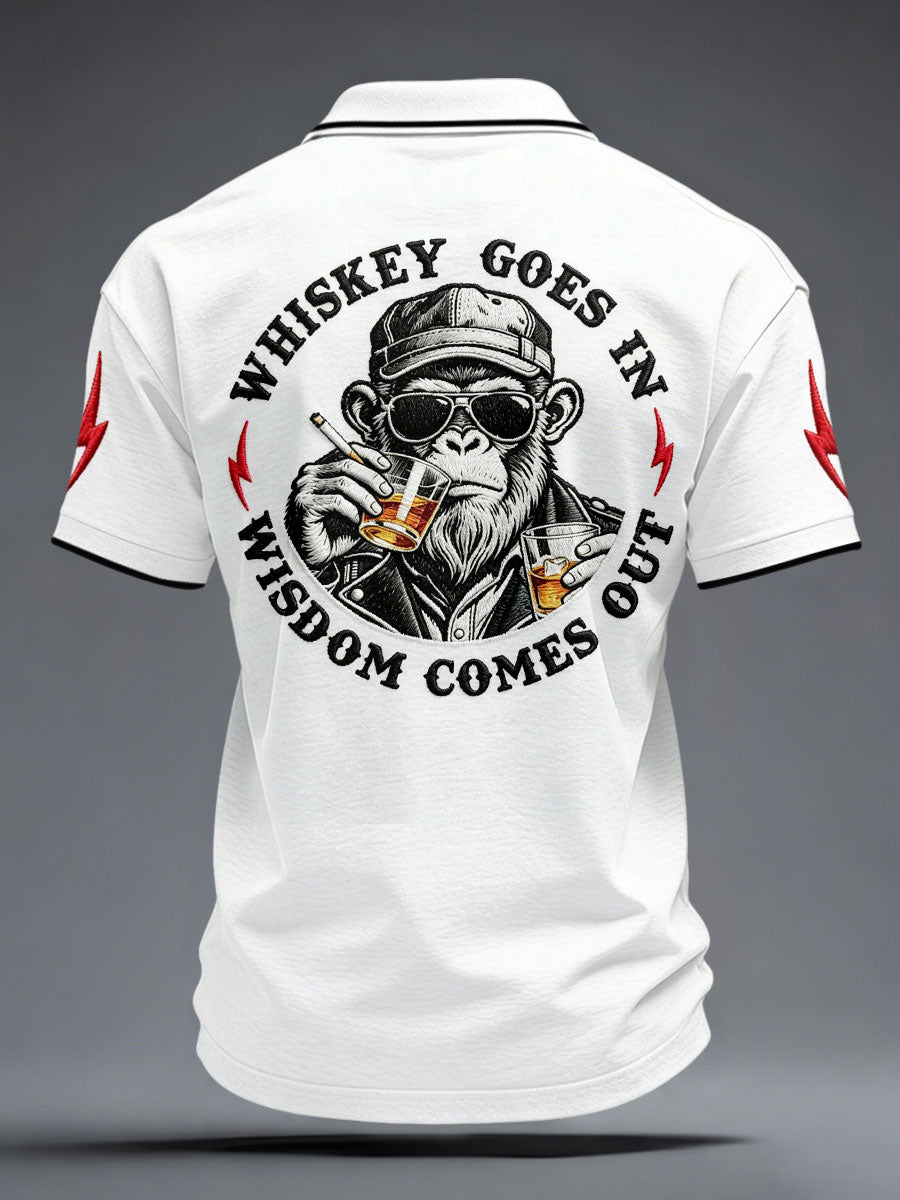 Men's 'Whiskey Goes In Wisdom Comes Out' Monkey Tops