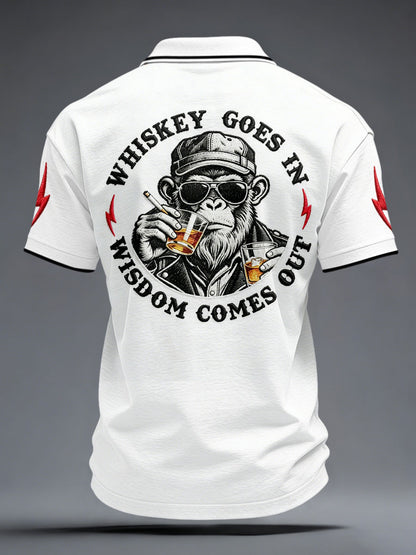 Men's 'Whiskey Goes In Wisdom Comes Out' Monkey Tops