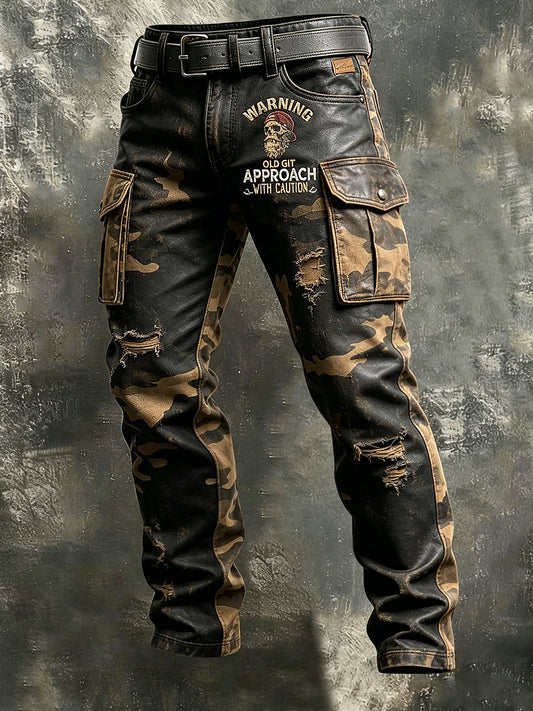 Men's Retro Vacation Business Old Fuckers Club Art Print Casual Workwear Trousers