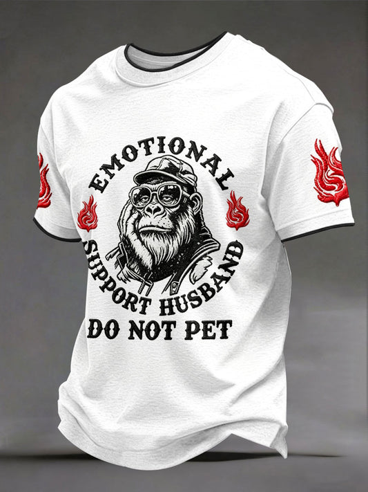 Men's "Emotional Support Husband Do Not Pet" Monkey T-shirts