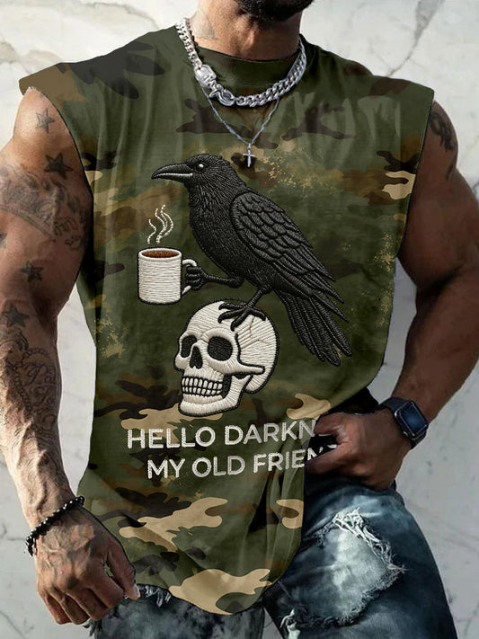 Men's 'hello darkness my old friend' vests