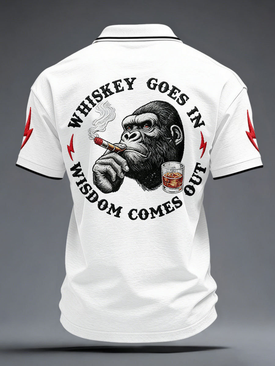Men's 'Whiskey Goes In Wisdom Comes Out' Monkey Tops