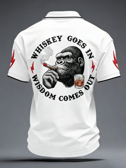 Men's 'Whiskey Goes In Wisdom Comes Out' Monkey Tops