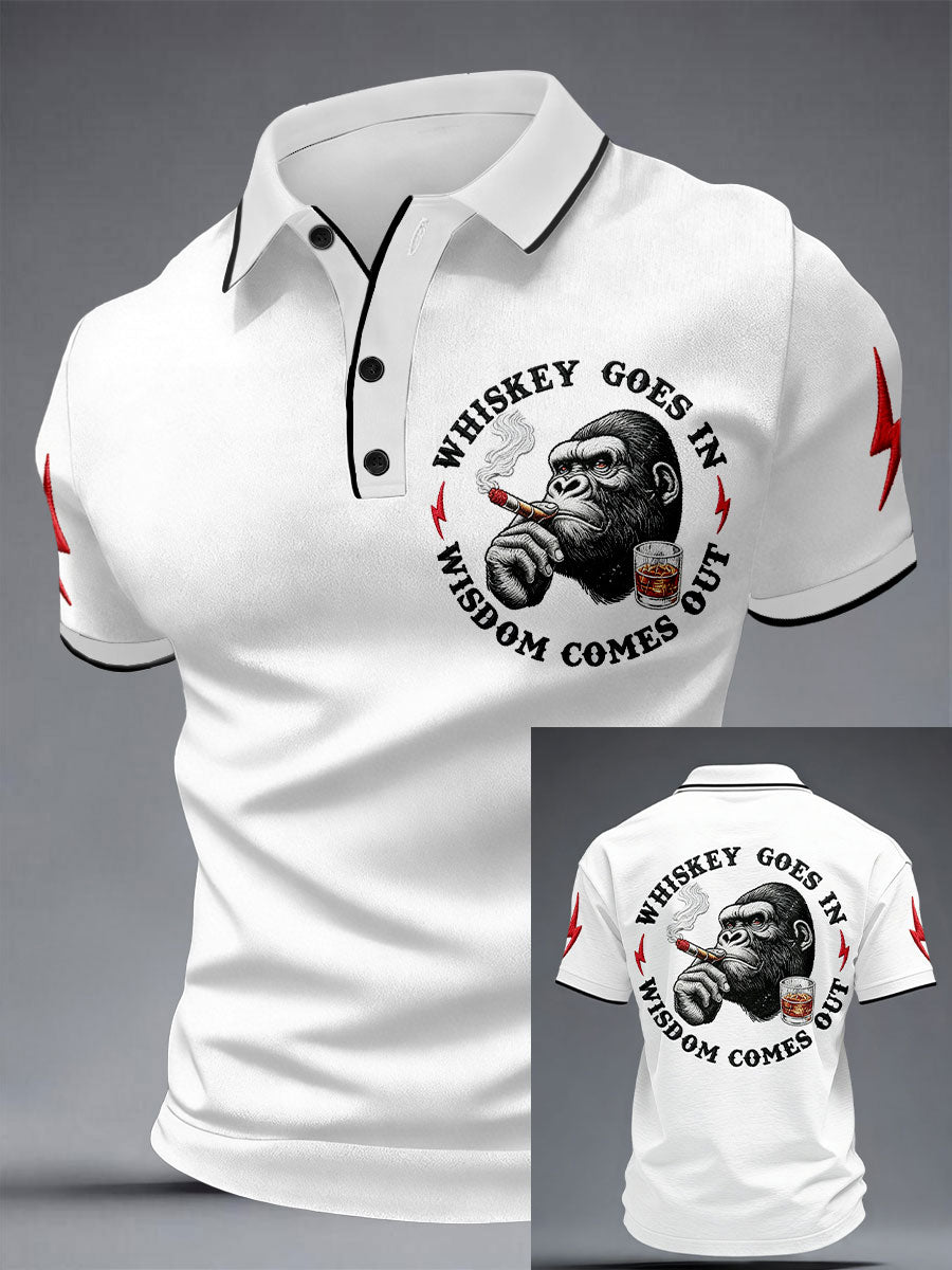 Men's 'Whiskey Goes In Wisdom Comes Out' Monkey Tops