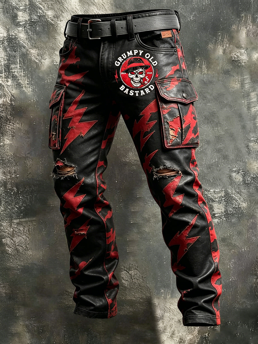 Men's Retro Vacation Business Old Fuckers Club Art Print Casual Workwear Trousers