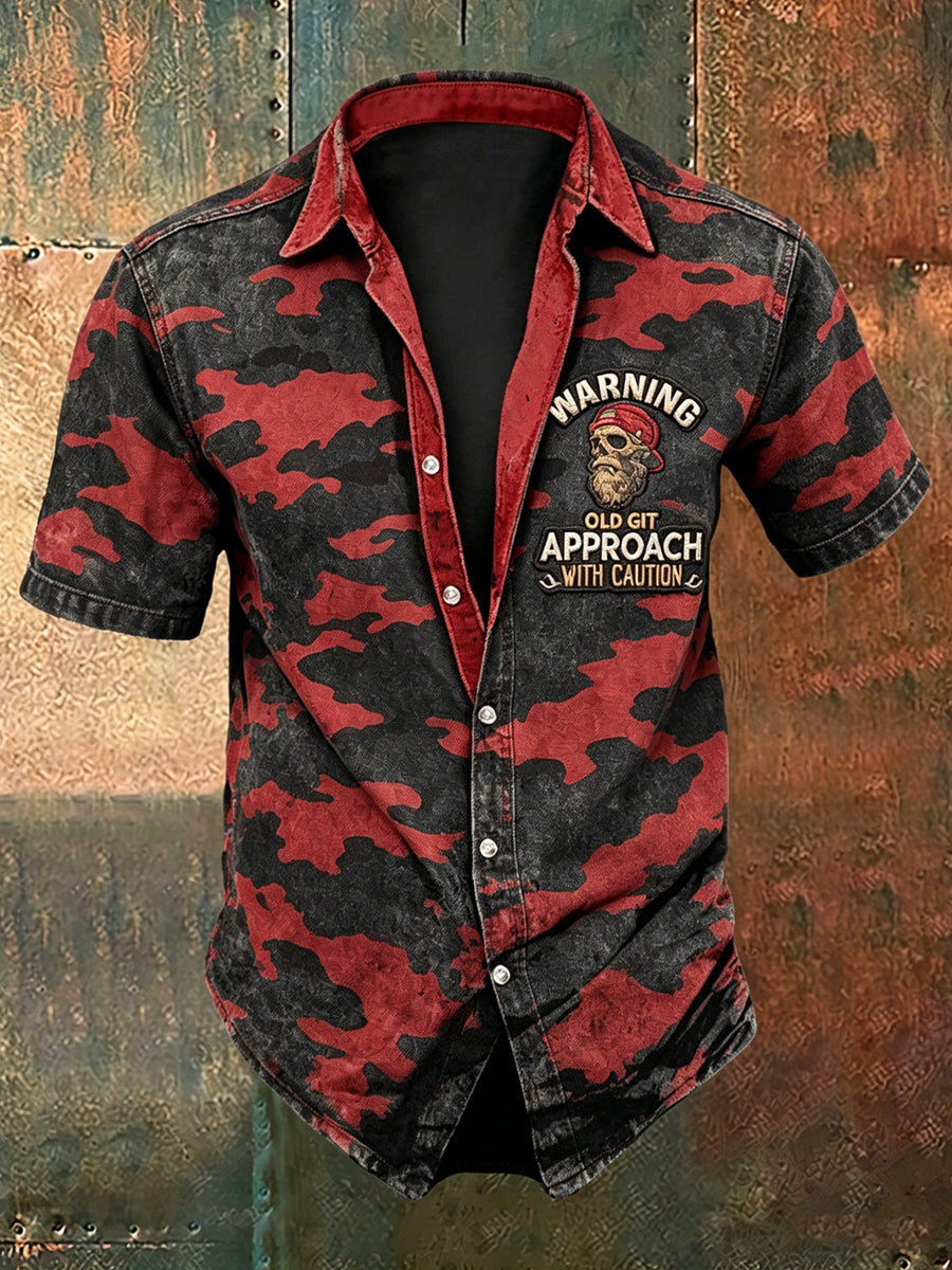 Men's Old Fuckers Club Print Casual Short Sleeved Shirt