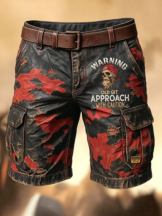 Men's Retro Vacation Business Old Fuckers Club Art Print Casual Shorts