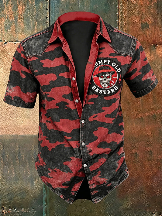 Men's Old Fuckers Club Print Casual Short Sleeved Shirt