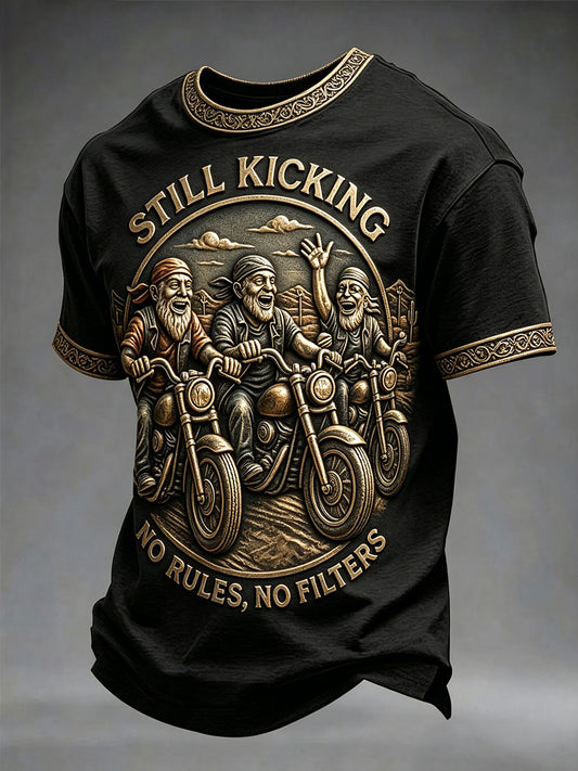 Men's clothing 'still kicking no rules, no filters' T-shirts
