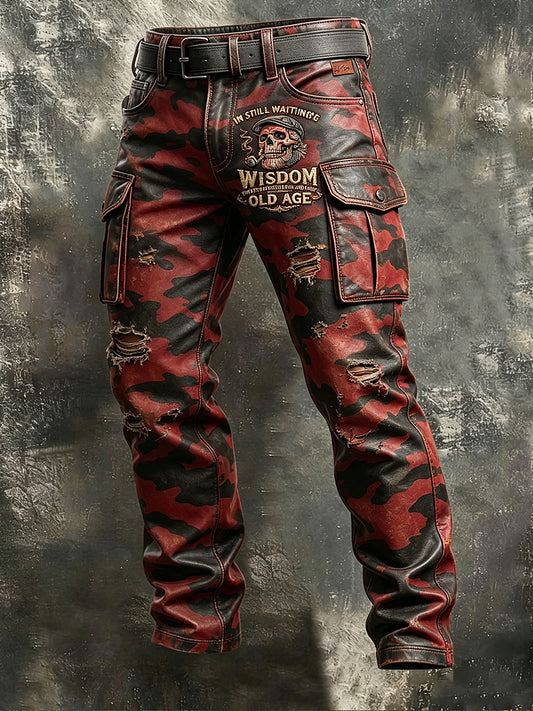 Men's Retro Vacation Business Old Fuckers Club Art Print Casual Workwear Trousers