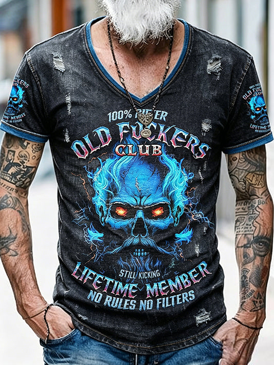 Old Fuckers Club Printed Vintage Fashion Loose Short Sleeve T-Shirt
