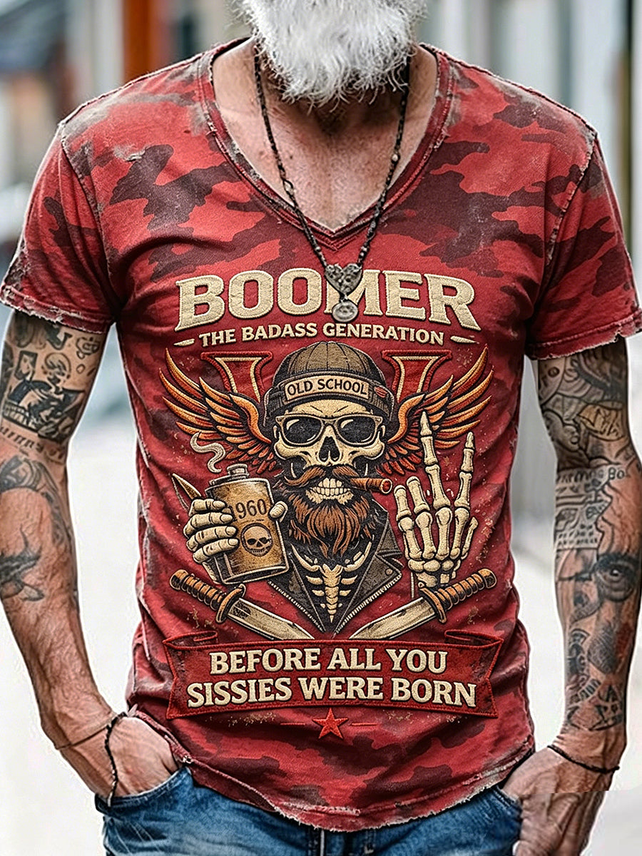 Old Fuckers Club Printed Vintage Fashion Loose Short Sleeve T-Shirt
