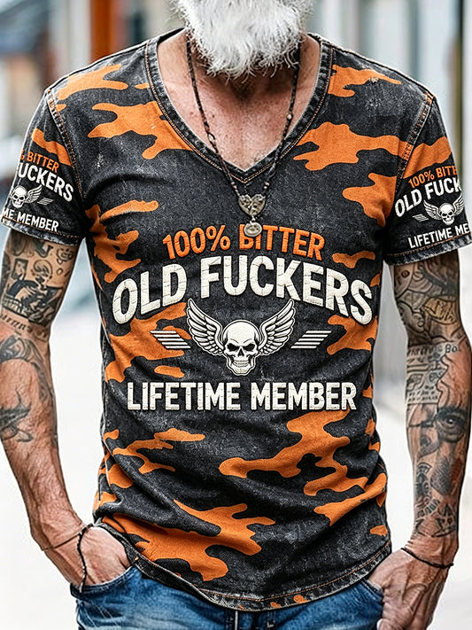Old Fuckers Club Printed Vintage Fashion Loose Short Sleeve T-Shirt