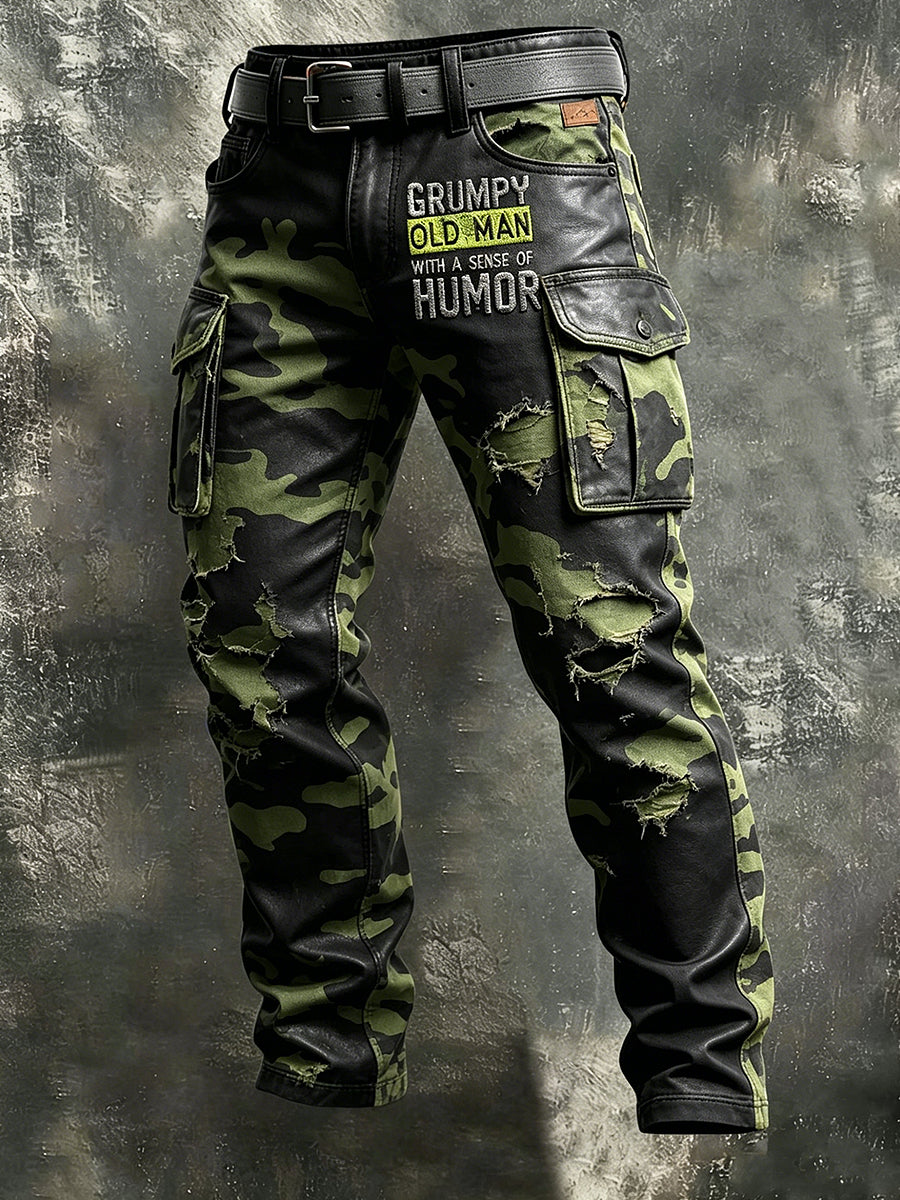 Men's Retro Vacation Business Old Fuckers Club Art Print Casual Workwear Trousers