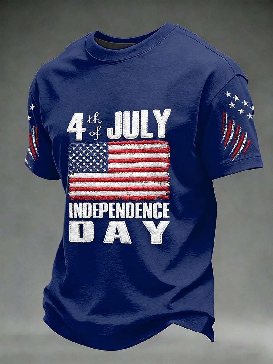 Men's Independence Day Printed Vintage Fashion Loose Short Sleeve T-Shirt