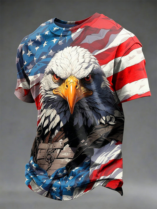 Men's USA Independence Day Printed Vintage Fashion Loose Short Sleeve T-Shirt