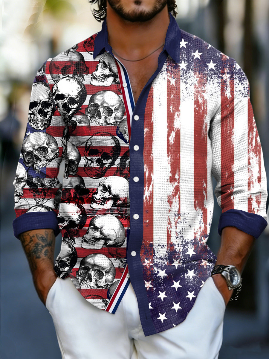 Men's Independence Day Printed Long Sleeved Shirt