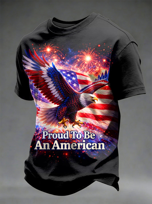 Men's USA Independence Day Printed Vintage Fashion Loose Short Sleeve T-Shirt