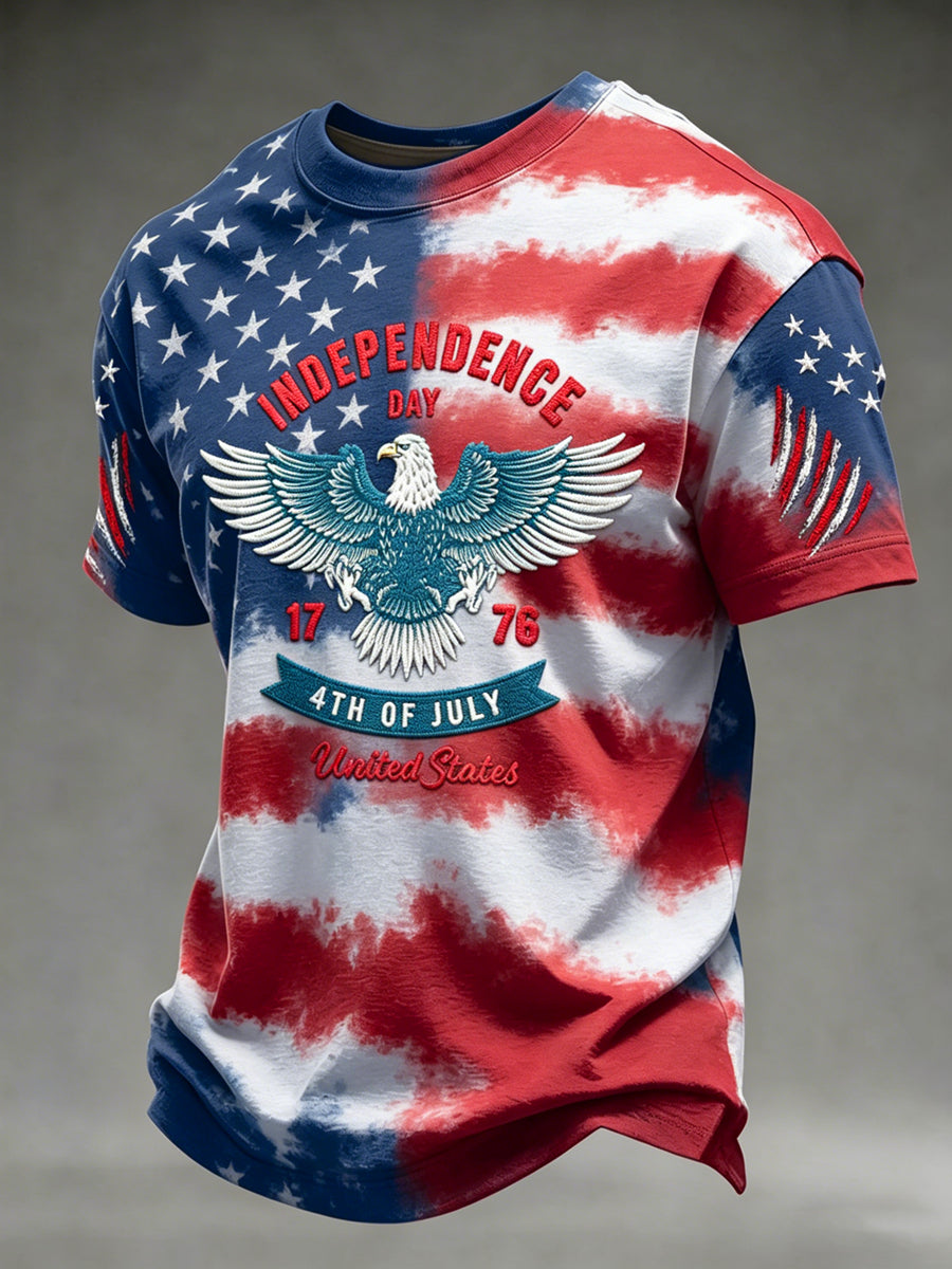 Men's Independence Day Printed Vintage Fashion Loose Short Sleeve T-Shirt