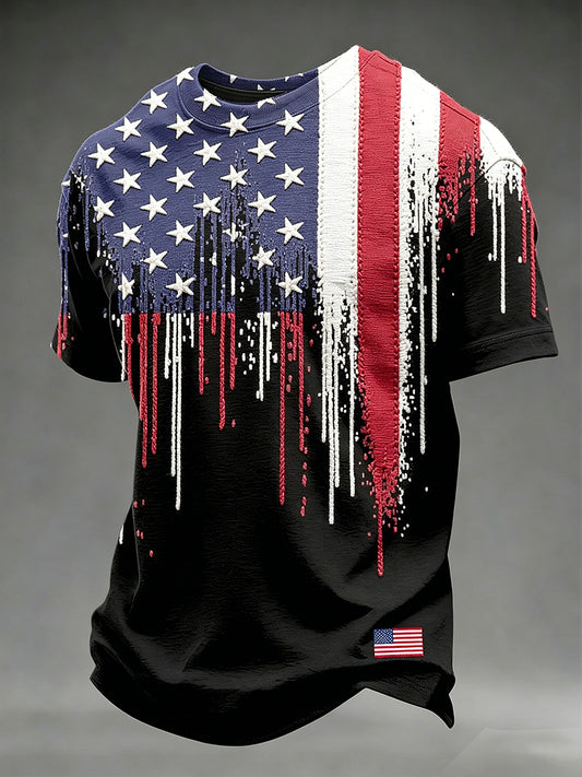 Men's Independence Day Printed Vintage Fashion Loose Short Sleeve T-Shirt