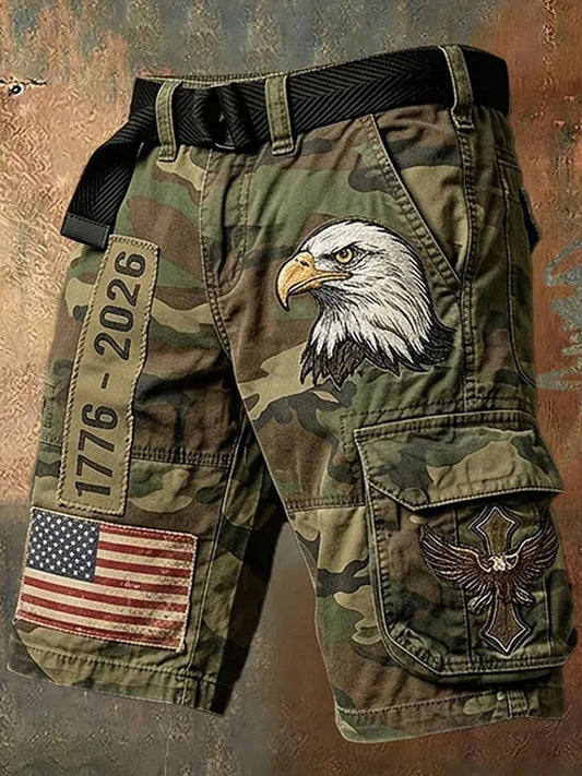 Men's USA 1776-2026 Printed Casual Shorts